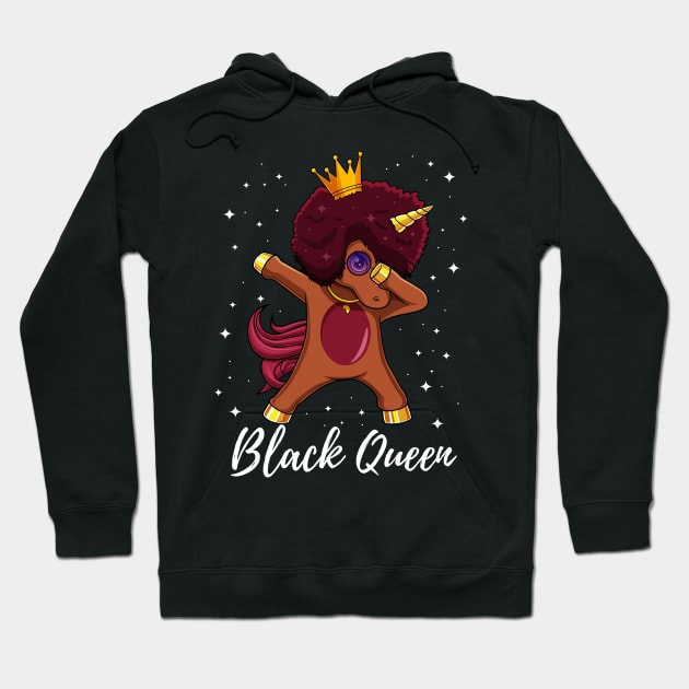 Dabbing Unicorn Afro Girl Proud Black Queen Hoodie by HCMGift